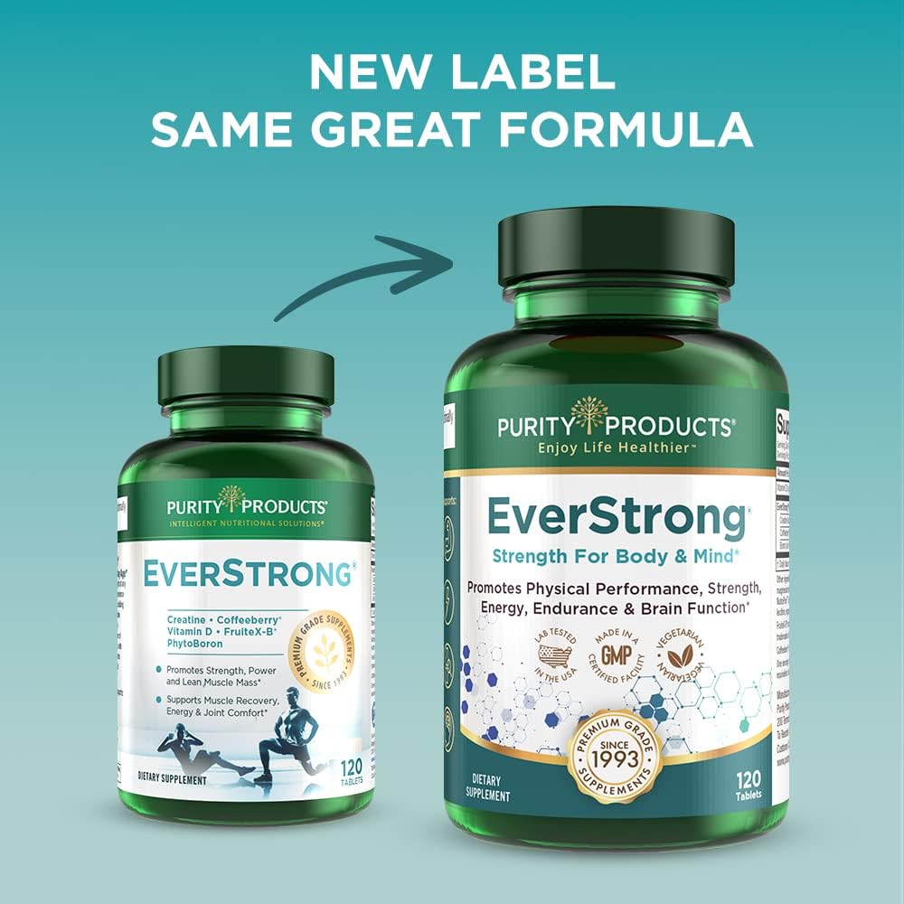Purity Products EverStrong Muscle Matrix Blend with Creatine Monohydrate, Boron, CoffeeBerry Extract, and Vitamin D - 120 Tablets