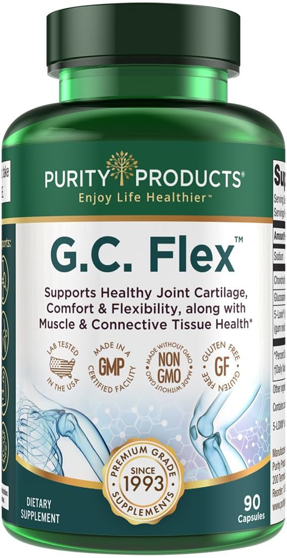 Purity Products G.C. Flex: Glucosamine and Chondroitin Sulfate Formula for Joint Health - Supports Muscles, Tissue, Flexibility - 90 Capsules