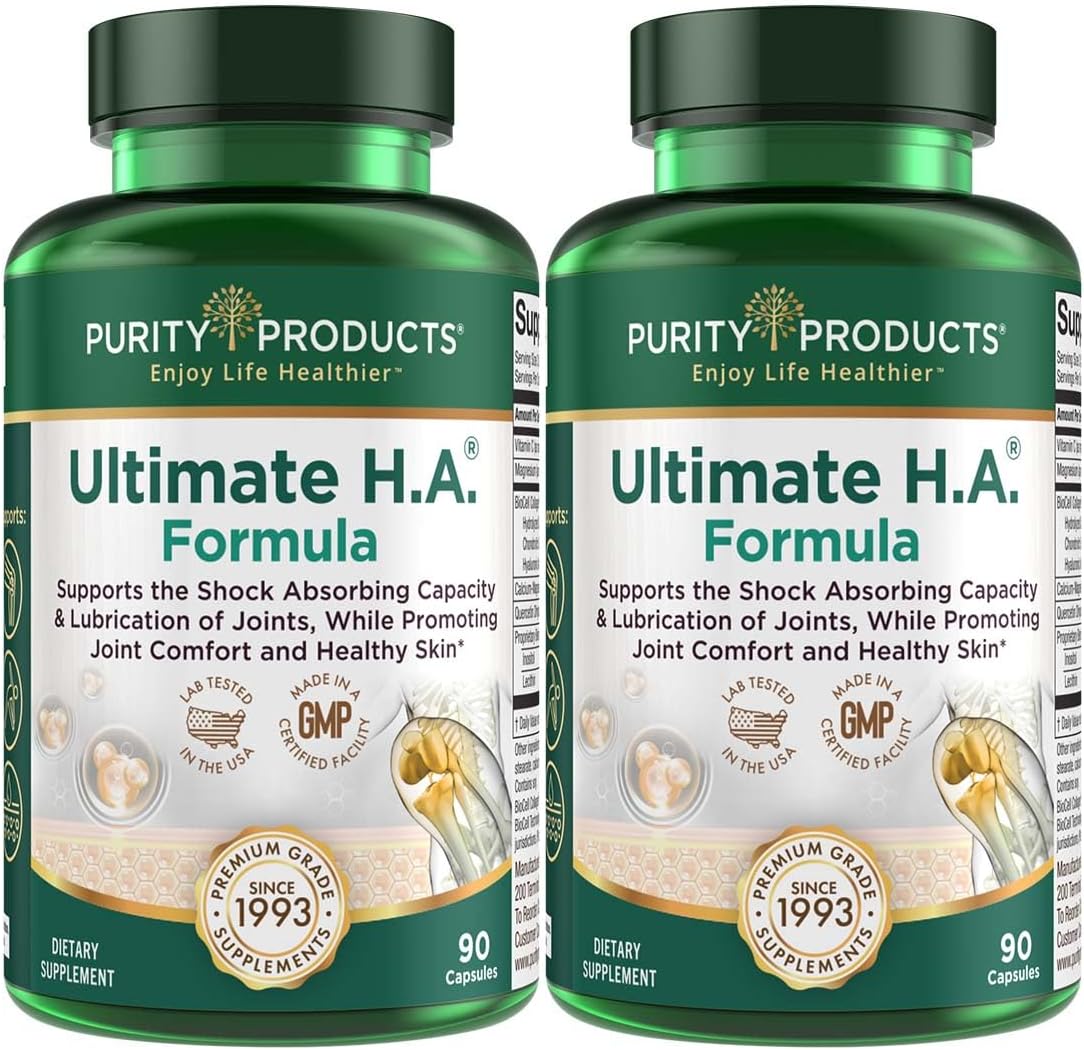 Purity Products Ultimate H.A. Formula with BioCell Collagen - Supports Joints and Skin - 90 Count (2 Bottles)