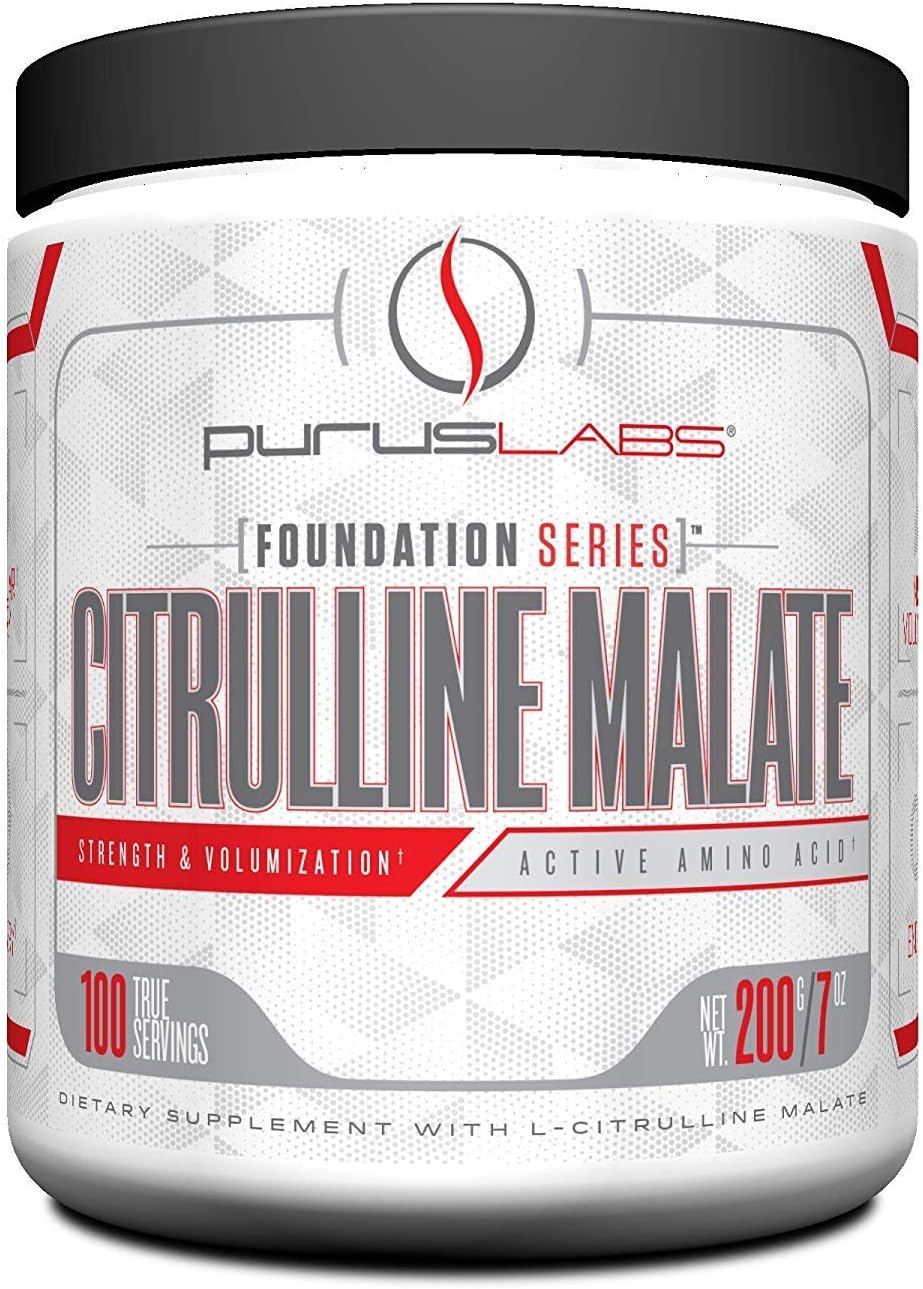 Purus Labs Citrulline Malate Powder - Active L-Citrulline Amino Acid for Strength, Volume, & Recovery - 100 Servings