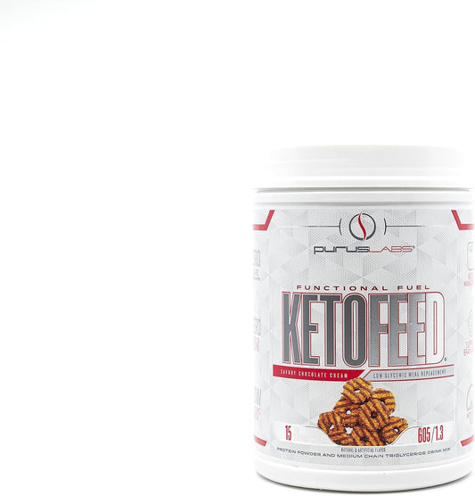 Purus Labs KETOFEED Protein Powder - Savory Chocolate Cream Flavor, 15 Servings