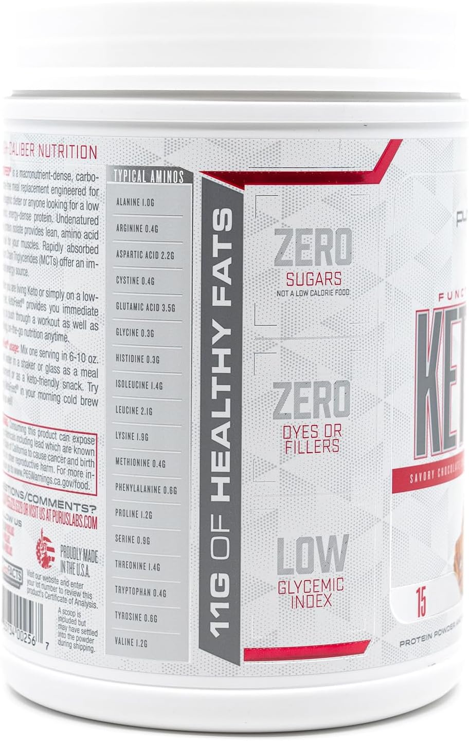Purus Labs KETOFEED Protein Powder - Savory Chocolate Cream Flavor, 15 Servings