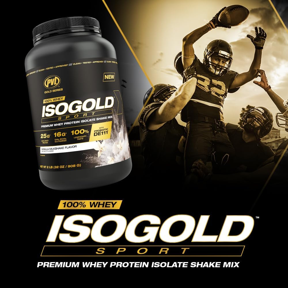 PVL Gold Series Whey ISOGOLD Sport - Premium Protein Shake Mix - 2 LB - Ice Cream Cookie Sandwich Flavor