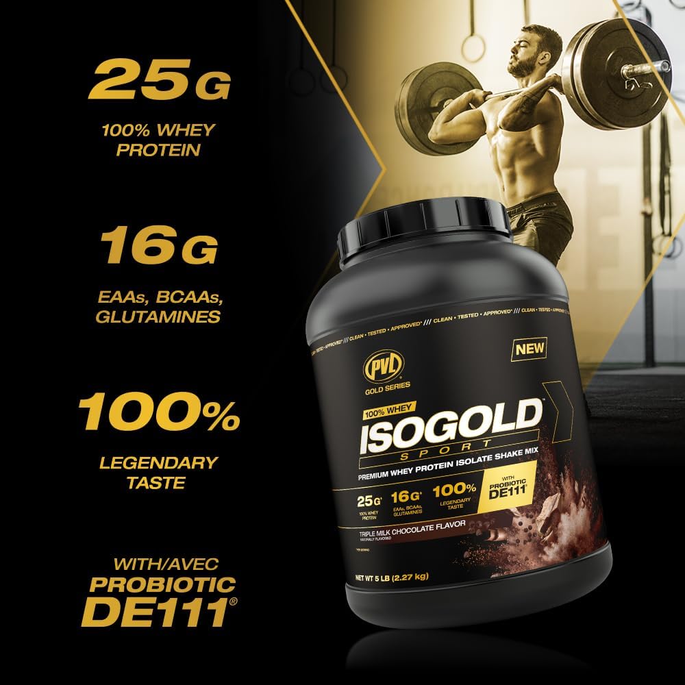 PVL Gold Series Whey ISOGOLD Sport - Premium Protein Shake Mix - 2 LB - Ice Cream Cookie Sandwich Flavor