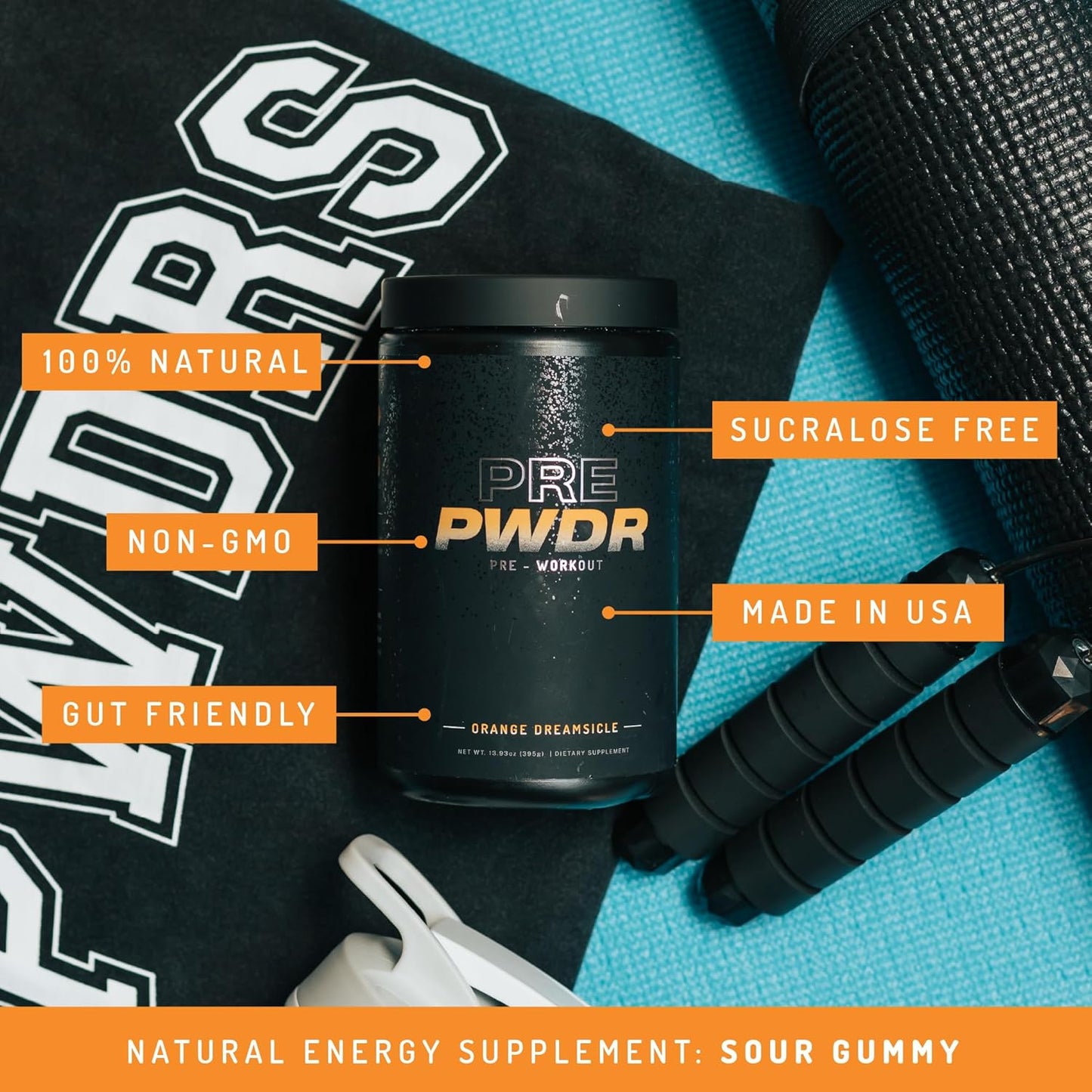 PWDRS PRE Pre-Workout Powder - Orange Dreamsicle Flavor with Caffeine for Energy, Pump, Endurance, Focus, and Strength