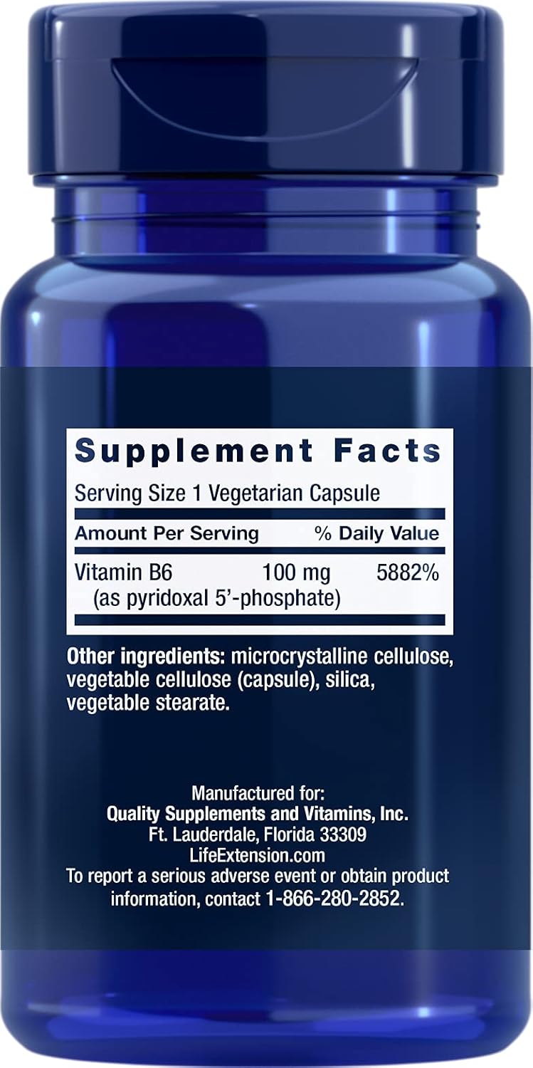 Pyridoxal 5-Phosphate 100mg Vegetarian Capsules - 60 Count by Life Extension