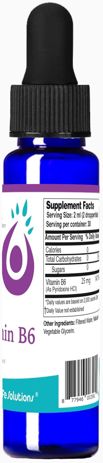 Pyridoxine HCI Liquid Dropper Supplement - 25mg B6 Vitamins for Metabolism and Energy Support - 2oz Bottle