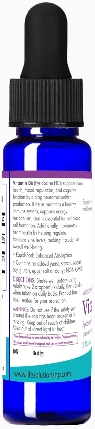 Pyridoxine HCI Liquid Dropper Supplement - 25mg B6 Vitamins for Metabolism and Energy Support - 2oz Bottle
