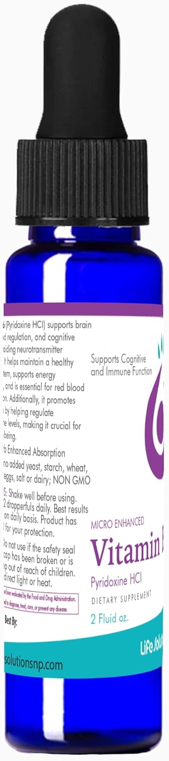 Pyridoxine HCI Liquid Dropper Supplement - 25mg B6 Vitamins for Metabolism and Energy Support - 2oz Bottle