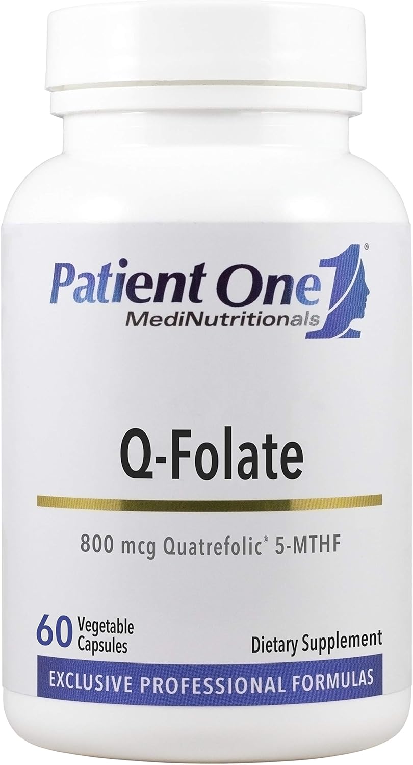 Q-Folate 800mcg Capsules for Energy, Brain, and Heart Health | Quatrefolic 5-MTHF Folate Supplement | 60 Count