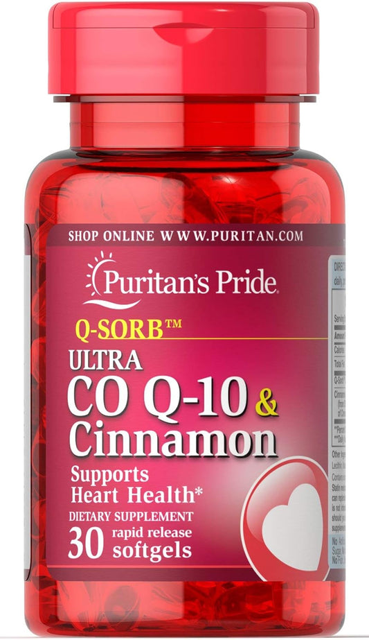 Q-Sorb Ultra Co Q-10 200 mg & Cinnamon 1000 mg - 30 Softgels by Puritan's Pride for Rapid Release