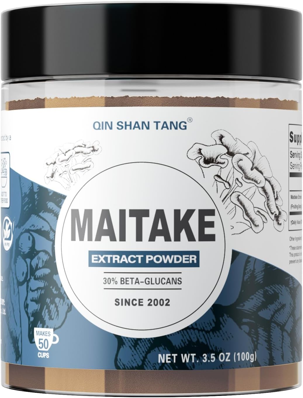 QIN SHAN TANG Maitake Mushroom Extract Powder - 100g, High Beta-glucans for Immune Support, Fruiting Body Supplement for Coffee & Smoothies
