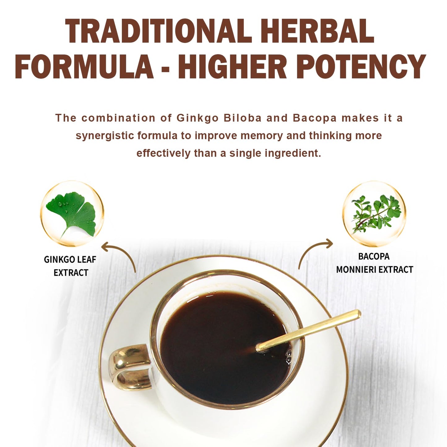 QIN SHAN TANG Traditional Mushroom Coffee with Lion's Mane and Ginkgo for Brain Focus, 24 Servings