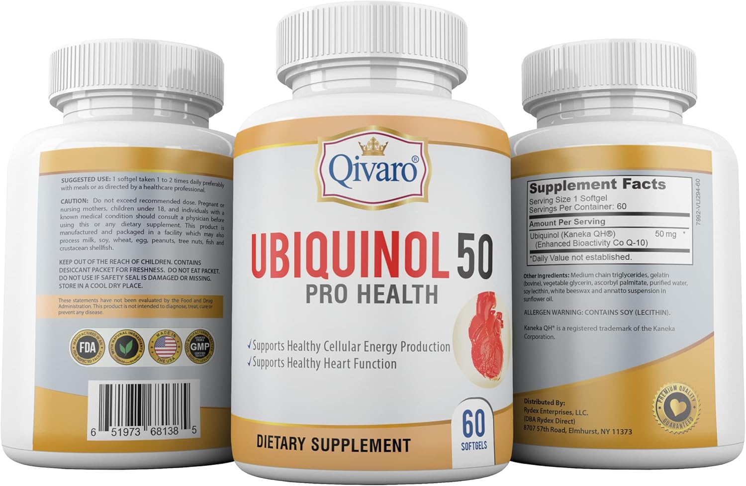 Qivaro QIH23: Ubiquinol 50 Pro Health COQ10 (60 Capsules) - Coenzyme Q10 Supplement for Cellular Energy and Wellness