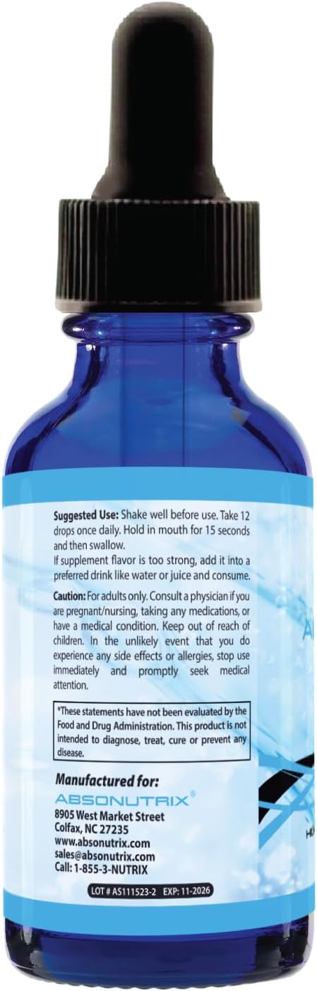 Quality Absonutrix Mullein Liquid Supplement - 4 Oz, 300 Servings, Made in USA, Non-GMO, GMP Certified, Cruelty-Free