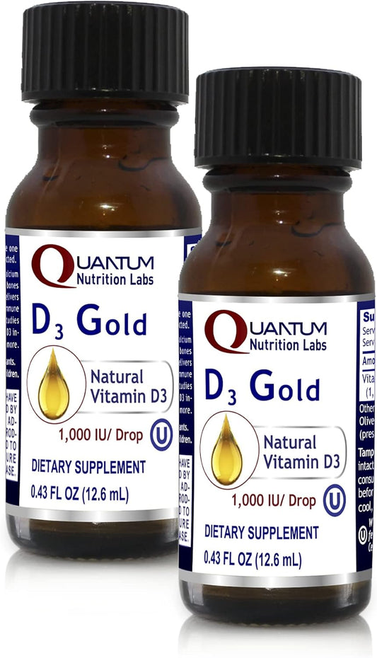 Quantum Nutrition QNL D3 Gold - Bone Strength Supplement - Cardiovascular & Immune Support - Premium Health & Wellness - 0.43 fl oz (2 Pack)