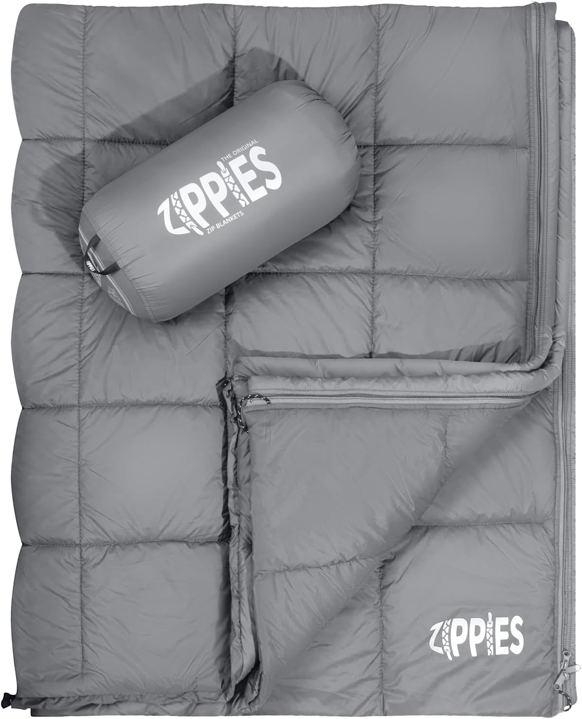 Queen Size ZIPPIES 3M Thinsulate Puffy Camping Blanket - Waterproof Sleeping Bag for Hammock - Warm Insulated Quilt with Zipper - Cozy Outdoor Gift for Men and Women