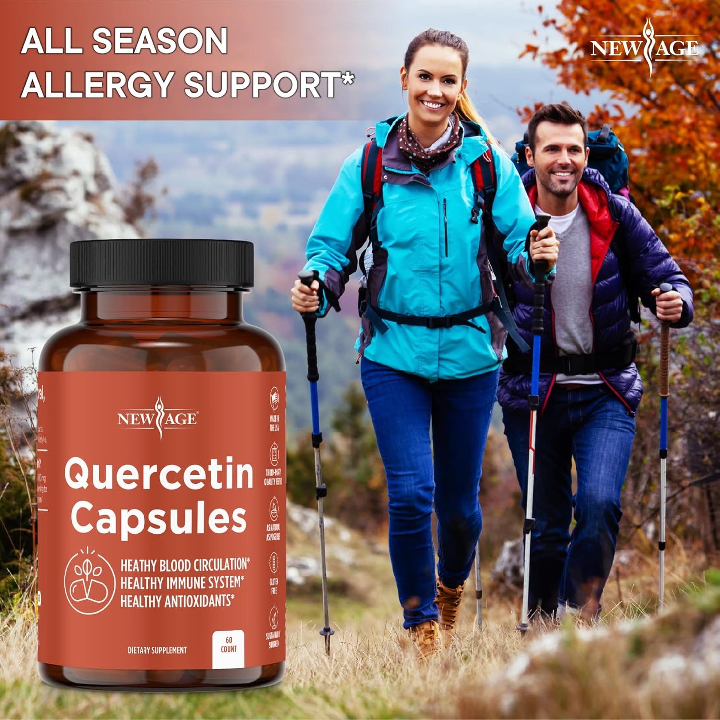 Quercetin 1000mg Vegetarian Capsules - 120 Count, High Potency New Age Quercetin