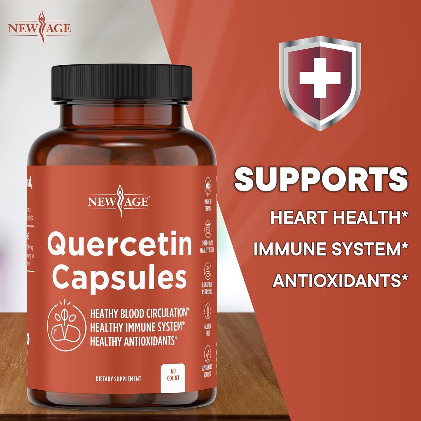 Quercetin 1000mg Vegetarian Capsules - 120 Count, High Potency New Age Quercetin