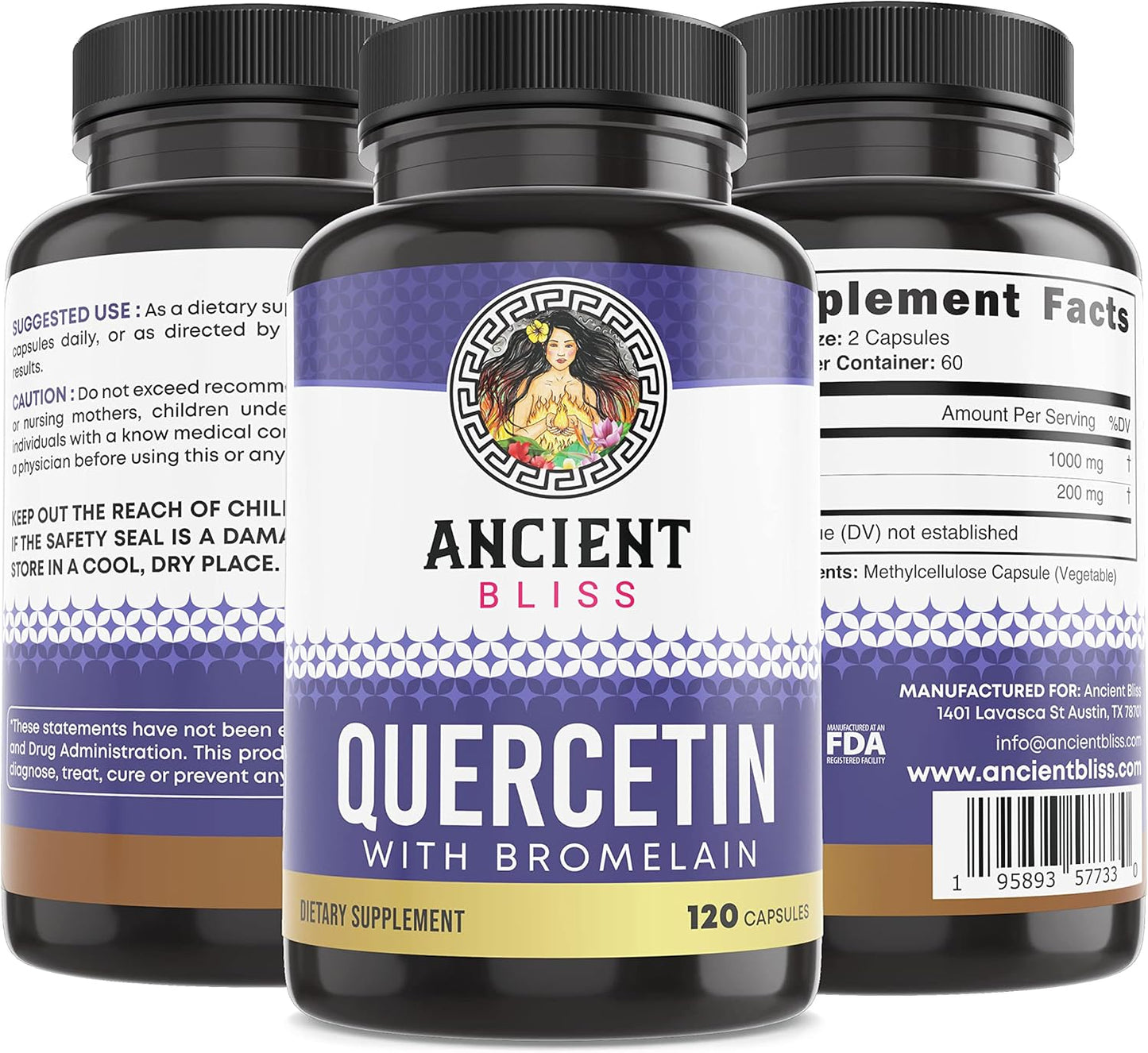 Quercetin 1000mg with Bromelain 200mg - Immune, Joint, & Respiratory Support - 120 Capsules