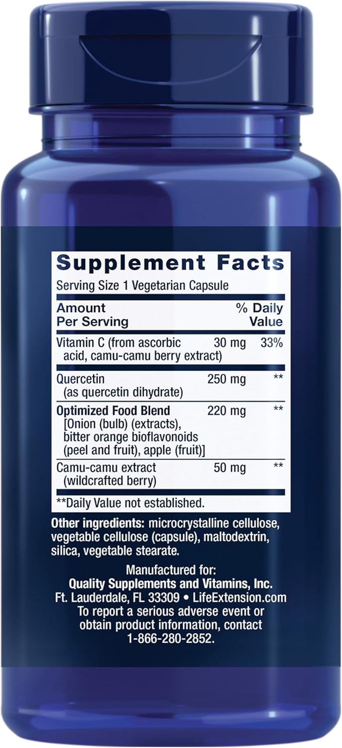 Quercetin 250mg with Vitamin C, Camu-Camu, and Zinc Caps 50mg - 60 Capsules Life Extension Formula