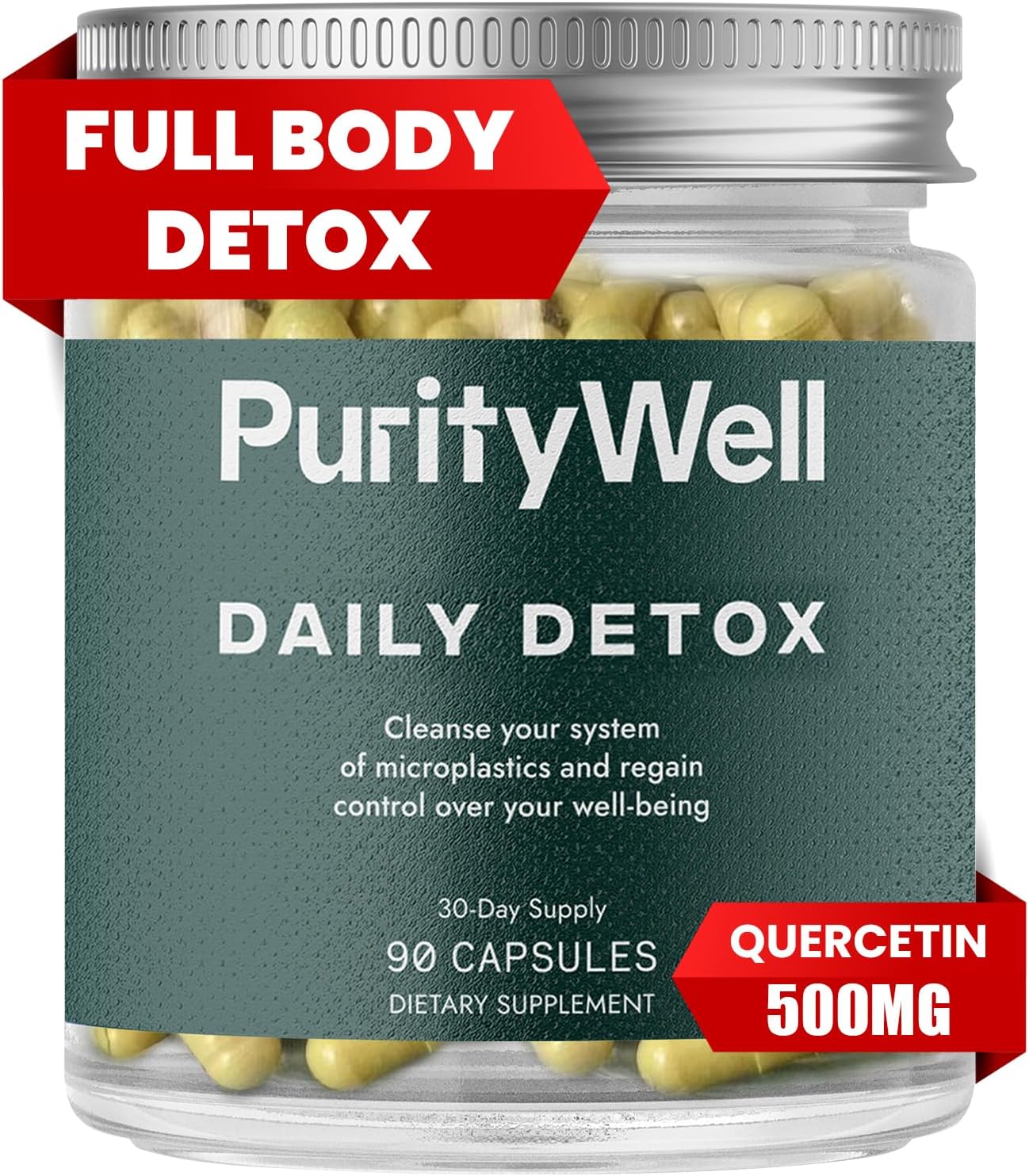 Quercetin 500mg Supplement with Vitamin C & L-Cysteine for Full-Body Support - 90 Capsules for Respiratory, Liver & Digestive Health
