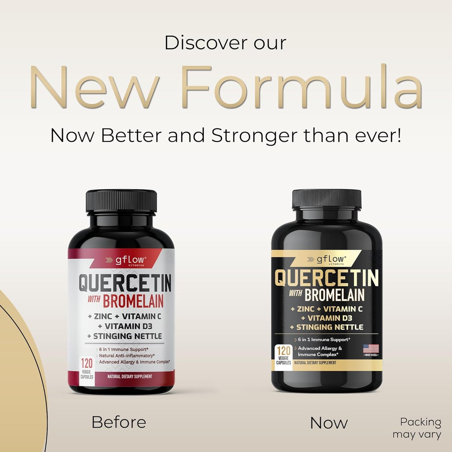 Quercetin 500mg with Vitamin C, Zinc, and Bromelain - Stinging Nettle Supplement - 240 Vegan Capsules - Non-GMO and Gluten-Free Quercetin with Vitamin D3