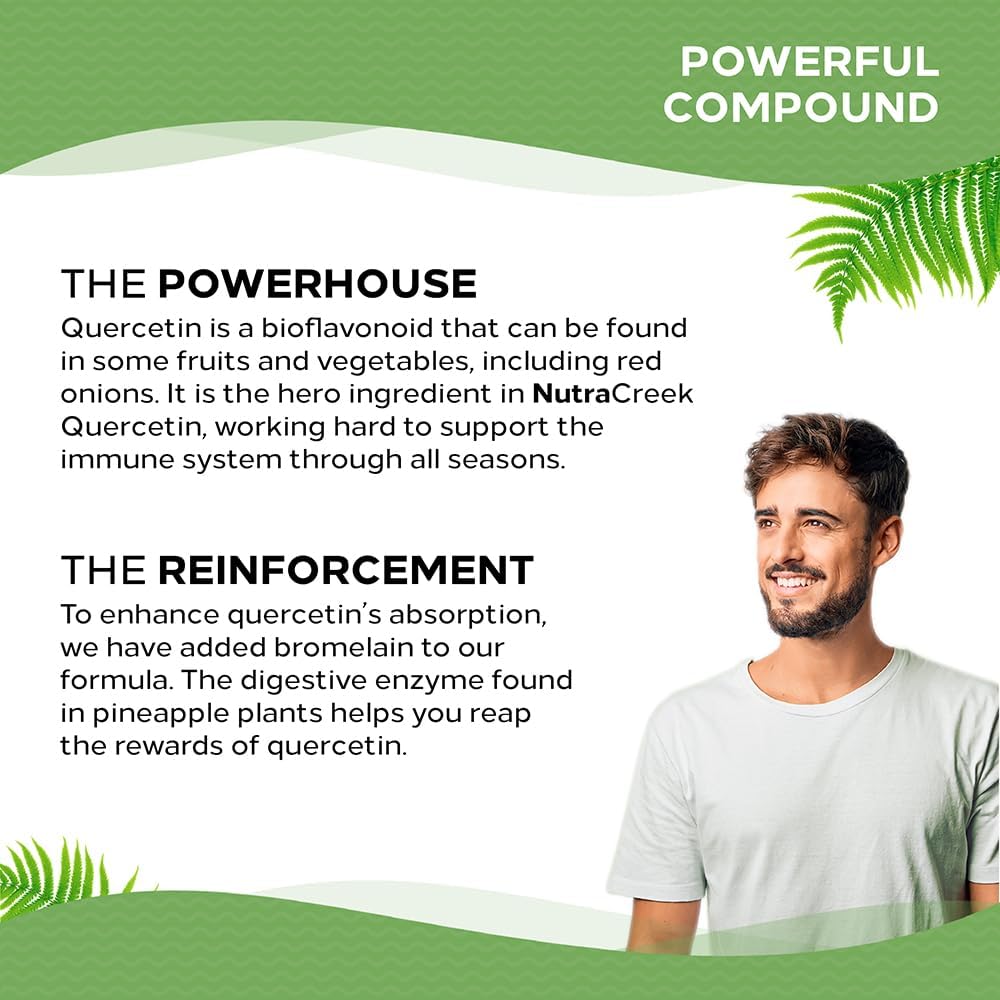 Quercetin and Bromelain Immune Support Supplement | 60 Capsules, 1-2 Month Supply, 500mg Quercetin with Bromelain for Seasonal Health - BoostGo Australia