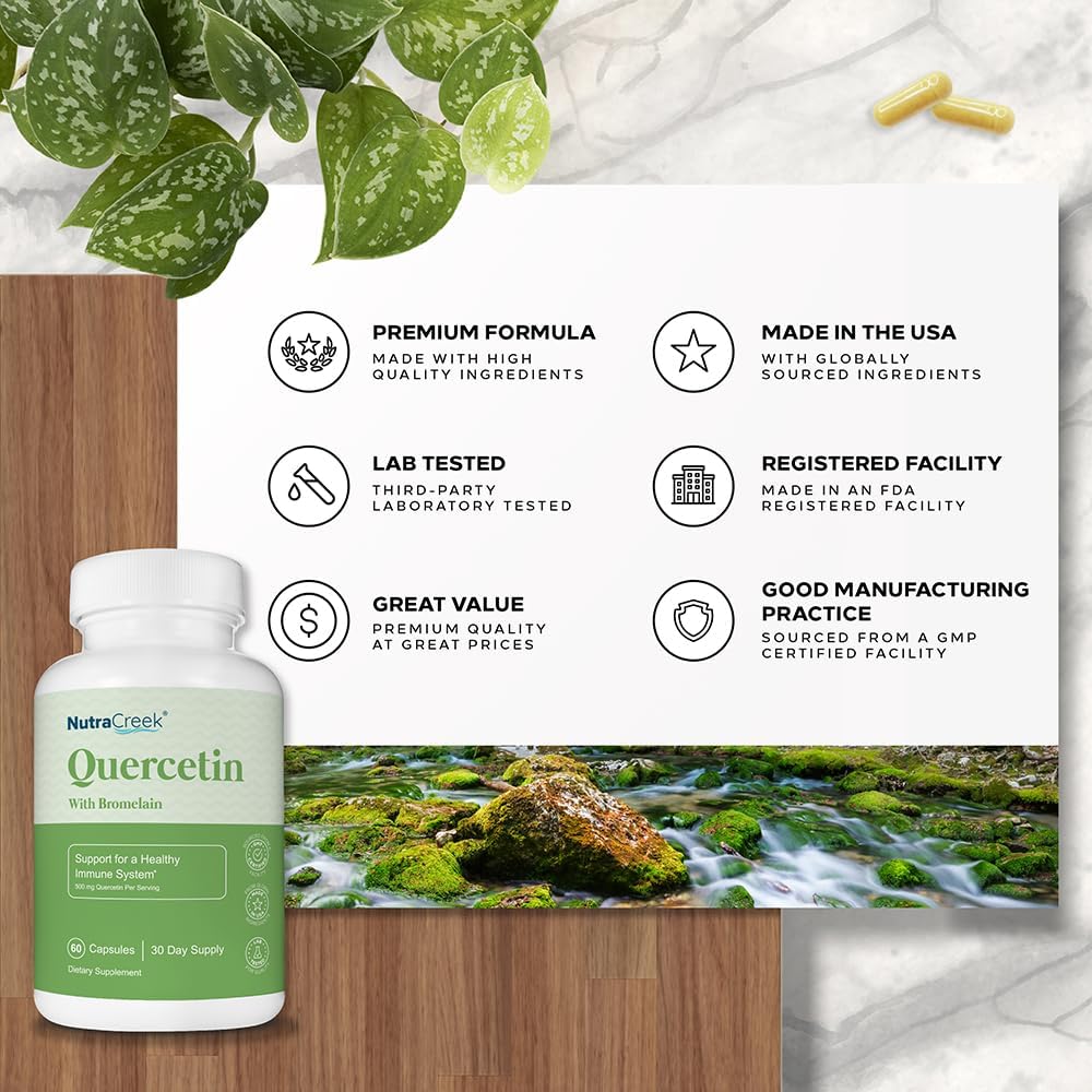 Quercetin and Bromelain Immune Support Supplement | 60 Capsules, 1-2 Month Supply, 500mg Quercetin with Bromelain for Seasonal Health - BoostGo Australia