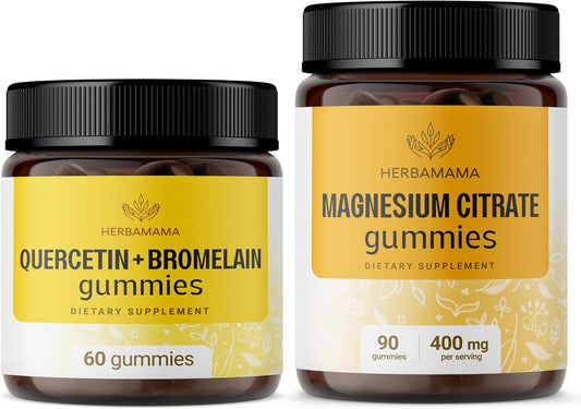 Quercetin and Magnesium Gummies Kit - Vegan Bundle with 800mg Quercetin and 400mg Magnesium Citrate - Non-GMO, Gelatin-Free - 2 Pack