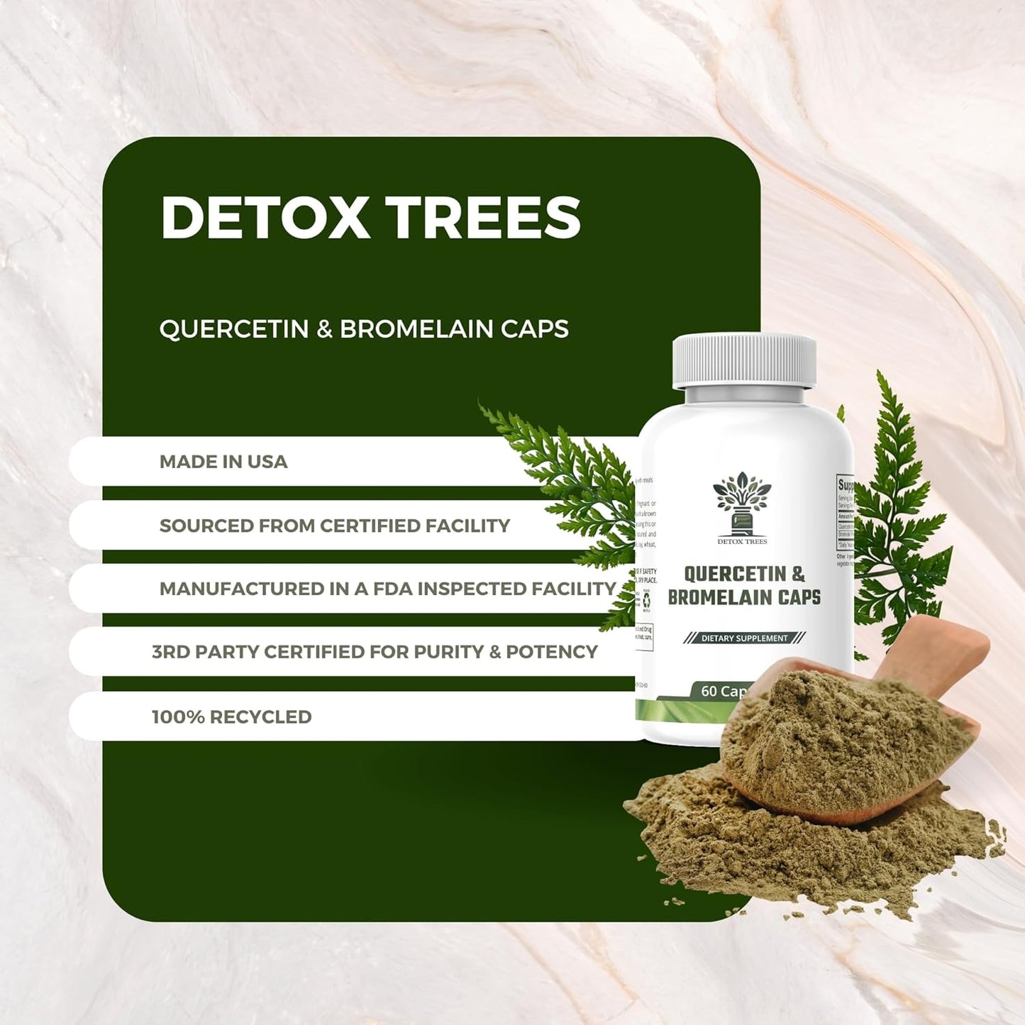 Quercetin Bromelain Supplement for Respiratory Health & Immune Support - 60 Capsules, 1000mg Quercetin + 200mg Bromelain, Non-GMO, Vegan, Gluten Free