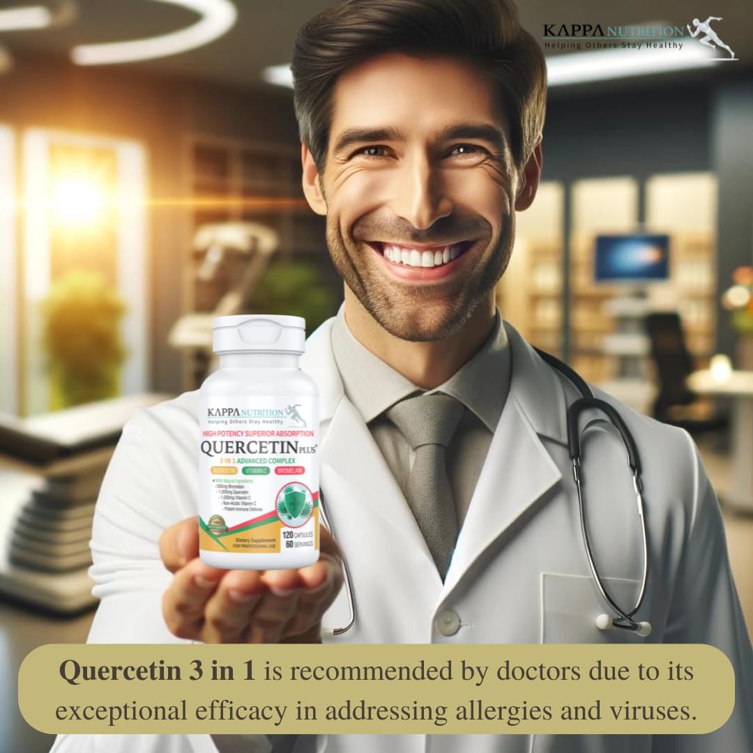 Quercetin Plus with Vitamin C and Bromelain Capsules - Immune, Cardiovascular, and Respiratory Health Support, Allergy Relief - 120 Count