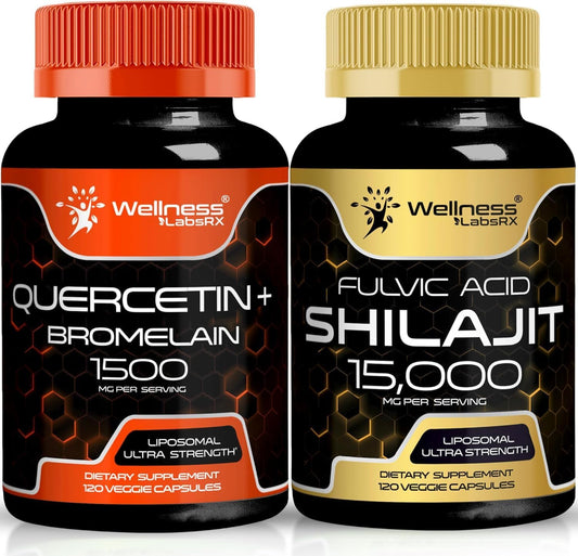 Quercetin with Bromelain and Shilajit Capsules by WELLNESS LABSRX - Natural Immune Support Supplement