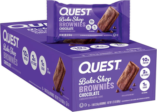 Quest Bake Shop Chocolate Brownies: High Protein, Low Carb, Low Sugar, 10 Count