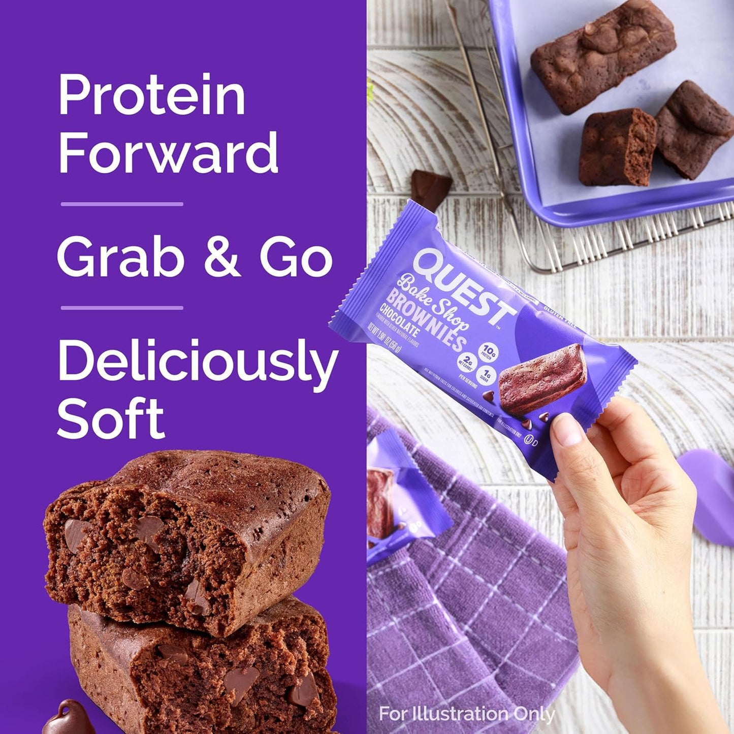 Quest Bake Shop Chocolate Brownies: High Protein, Low Carb, Low Sugar, 10 Count