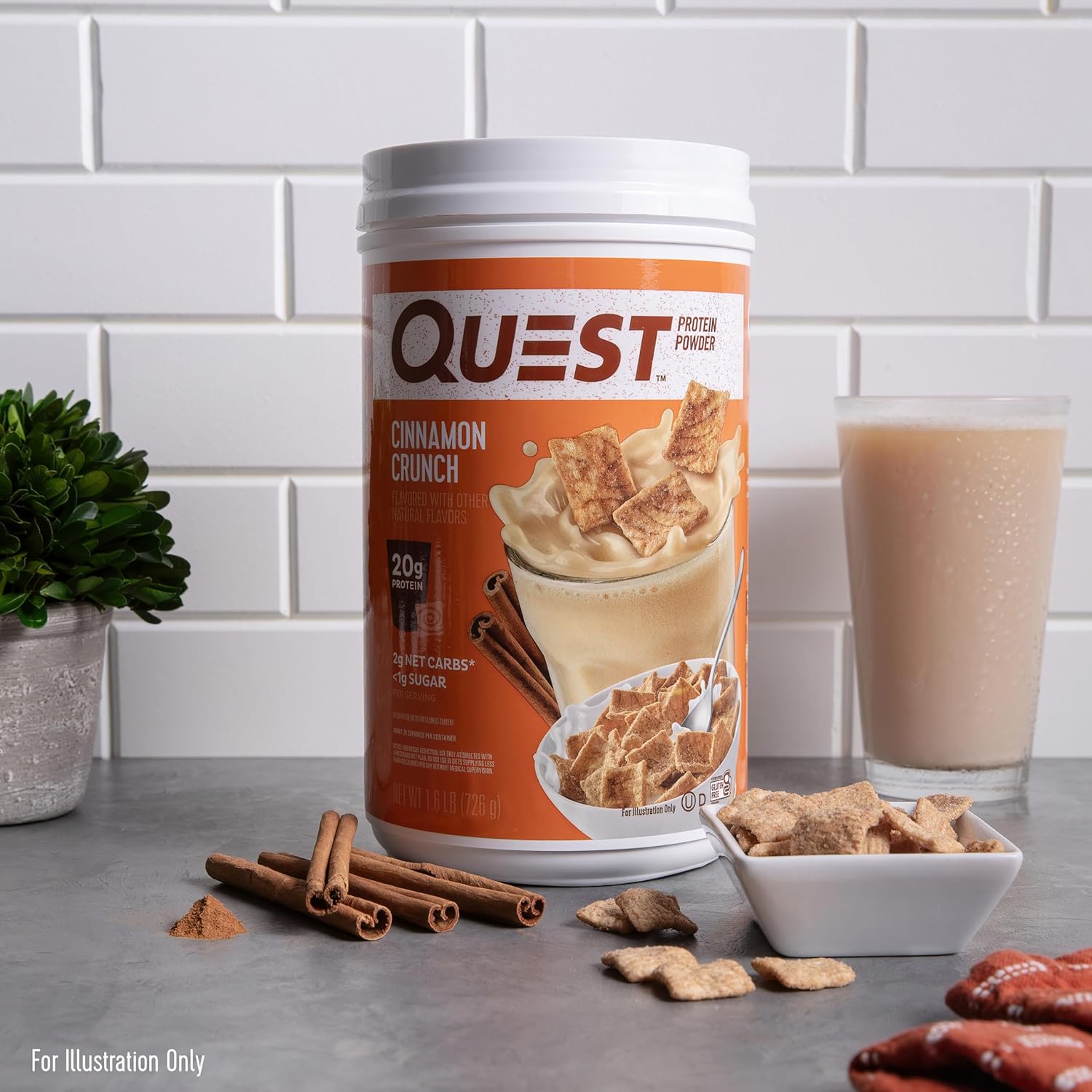 Quest Nutrition Cinnamon Crunch Protein Powder - 20g Protein, 2g Net Carb, Gluten Free - 1.6lb, 24 Servings