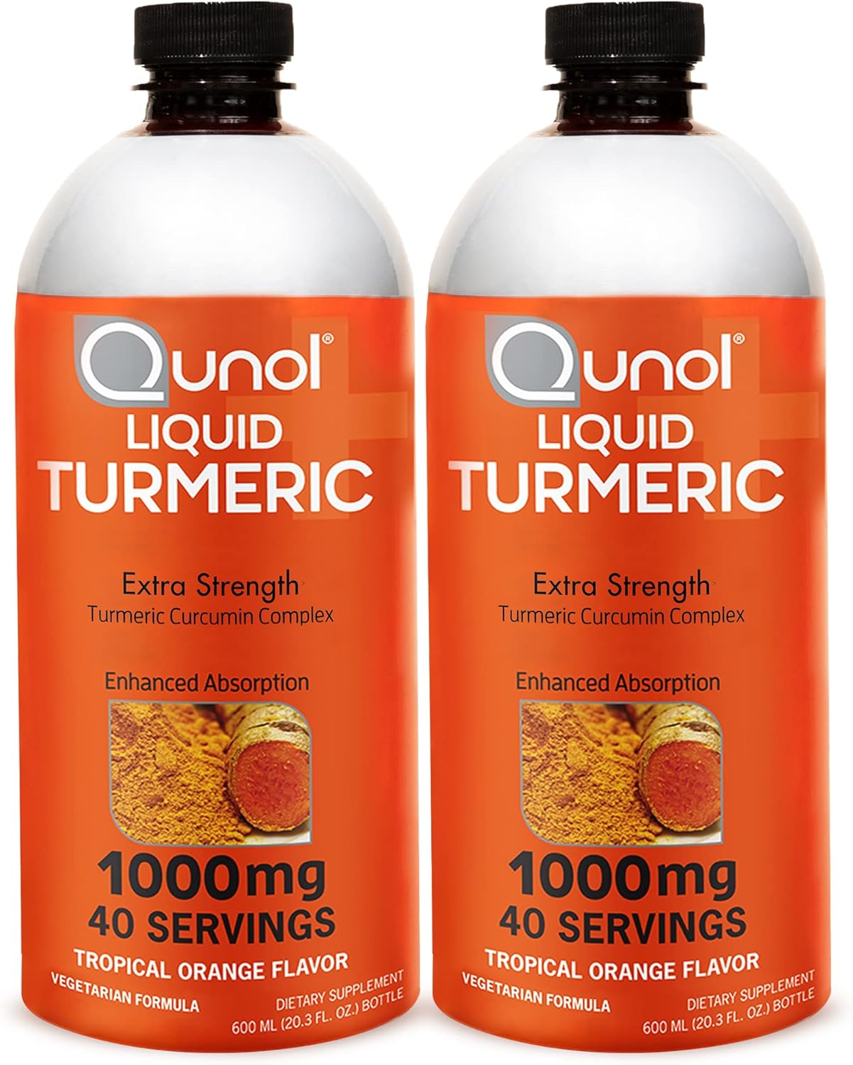 Qunol Liquid Turmeric Curcumin with Black Pepper, 1000mg Extra Strength Supplement for Joint Health - 40 Servings, 20.3 fl oz (2 Pack)