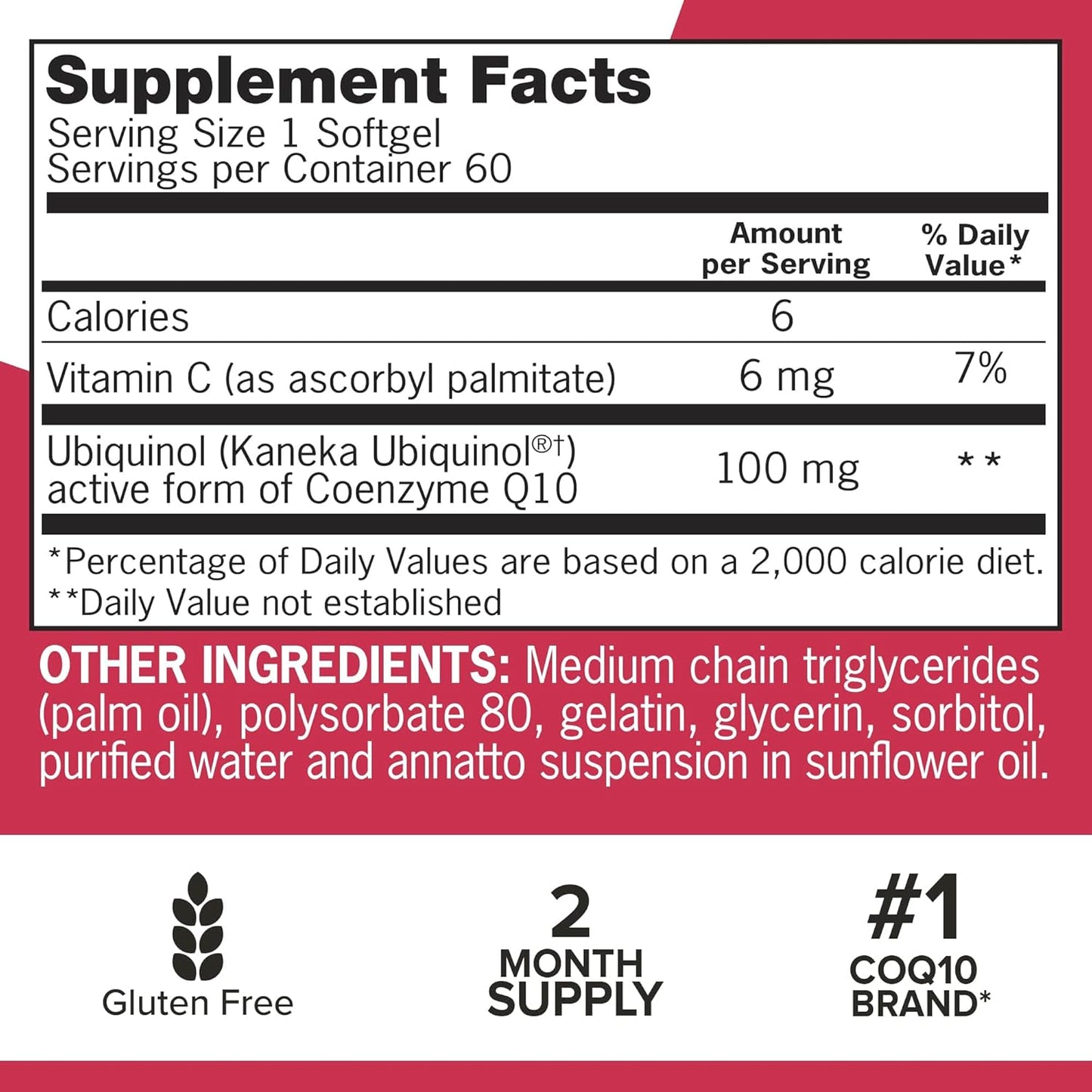 Qunol Mega Ubiquinol CoQ10 100mg Softgels - Superior Absorption for Heart Health - 2 Month Supply - 60 Count