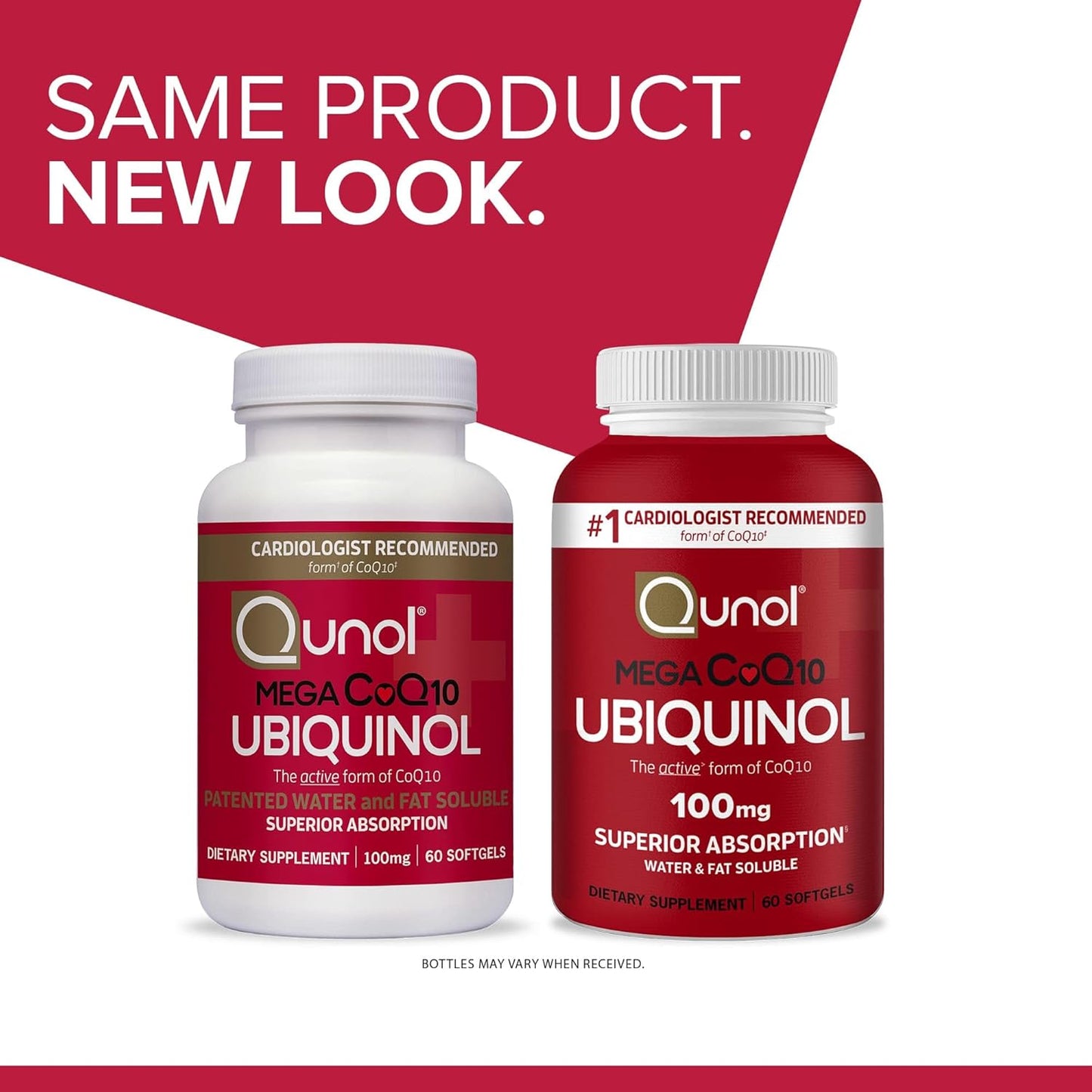 Qunol Mega Ubiquinol CoQ10 100mg Softgels - Superior Absorption for Heart Health - 2 Month Supply - 60 Count