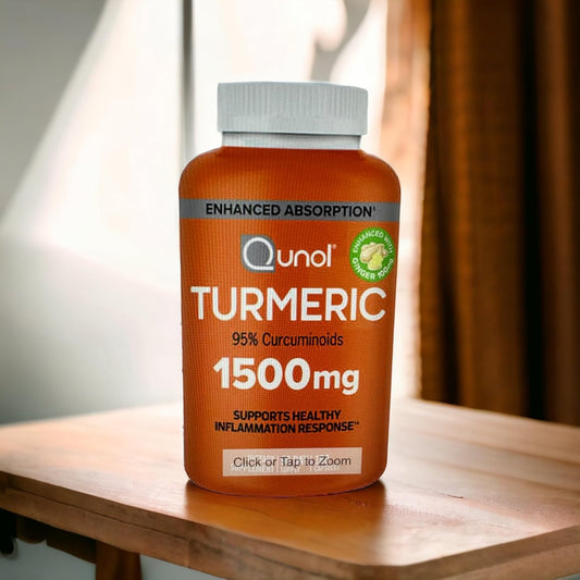 Qunol Turmeric Curcumin 1500mg with Black Pepper & Ginger, 95% Curcuminoids, Enhanced Absorption, 180 Capsules for Healthy Inflammation