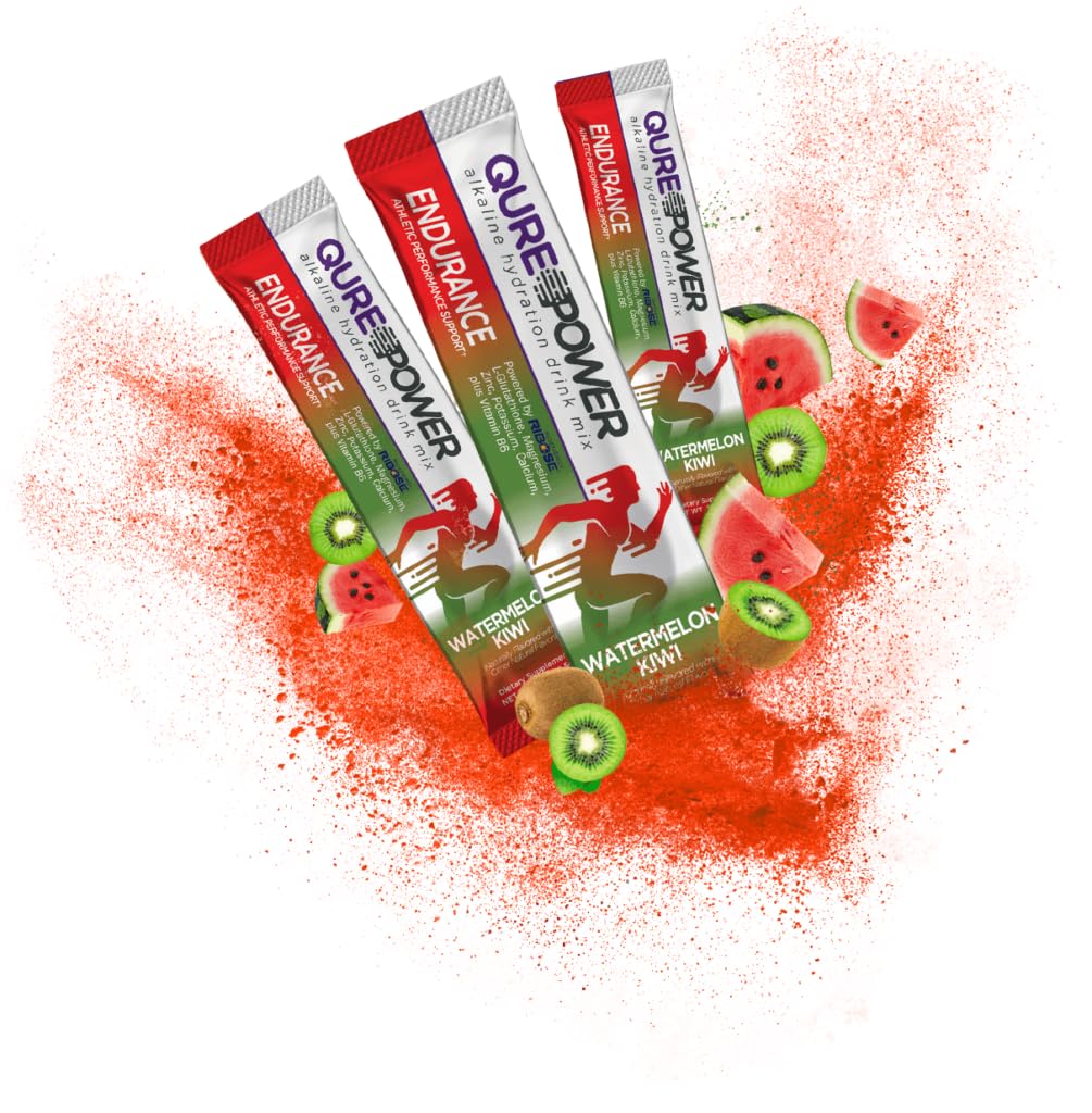 QURE Alkaline Endurance Drink Mix with D-Ribose, Vitamin B6, and Magnesium - 15 Convenient Sticks - USA-Made