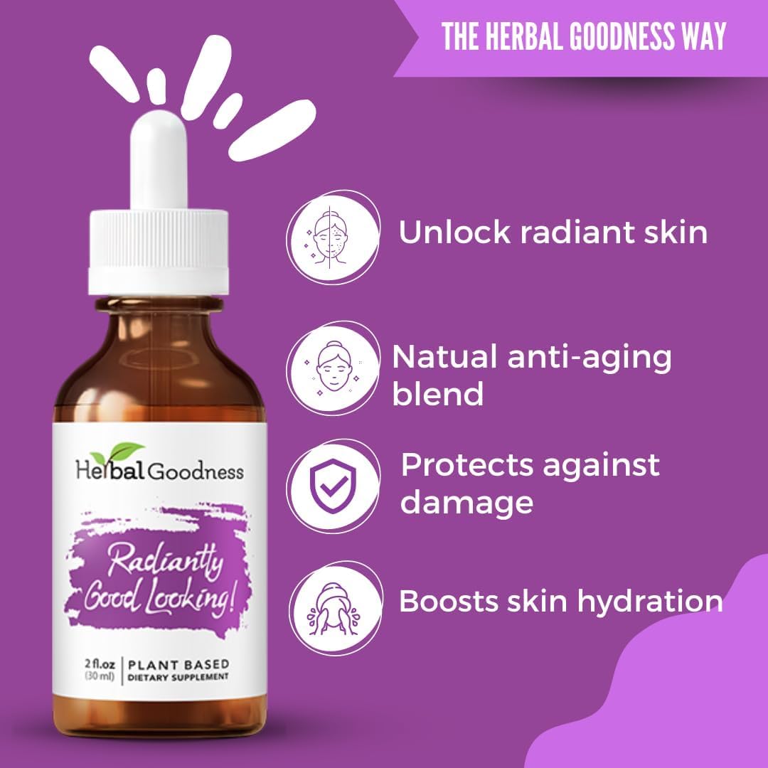 Radiant Skin Herbal Dietary Supplement with Vitamin C - Natural Skin Care, Promotes Healthy Glow, 2 Fl. oz Bottle