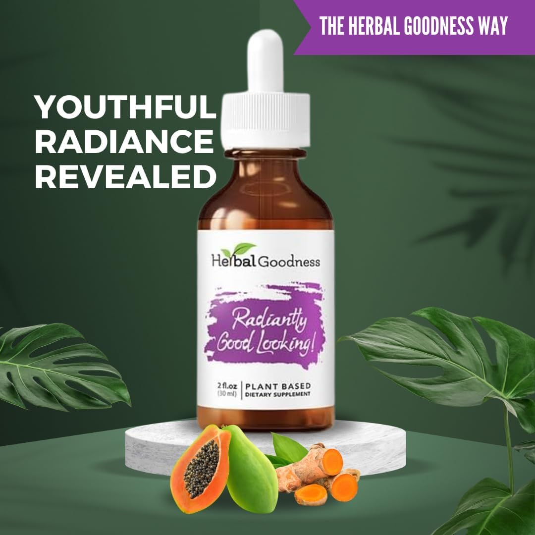 Radiant Skin Herbal Dietary Supplement with Vitamin C - Natural Skin Care, Promotes Healthy Glow, 2 Fl. oz Bottle