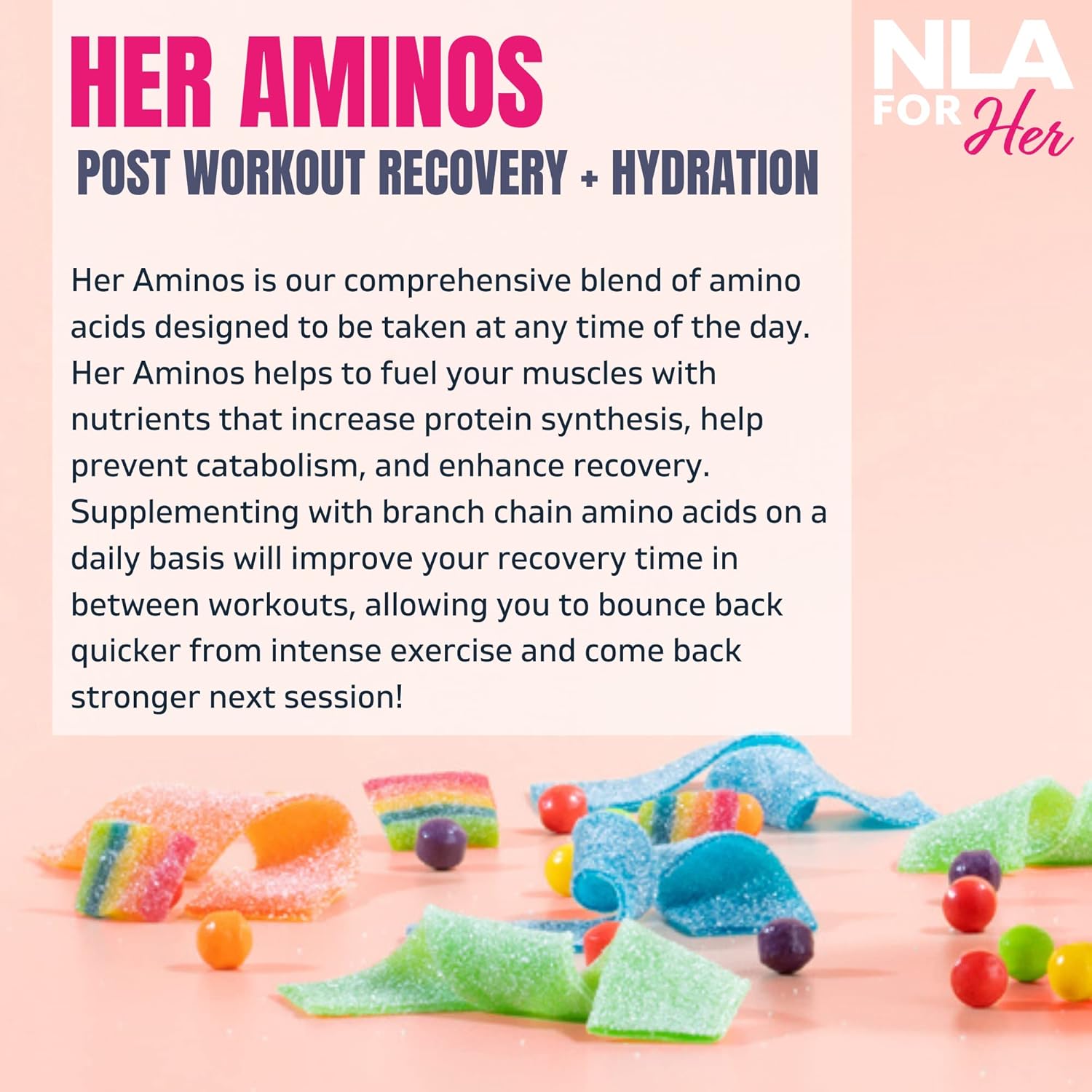 Rainbow Candy BCAA Amino Acid Blend for Endurance and Lean Muscle - NLA for Her Her Aminos - 30 Servings