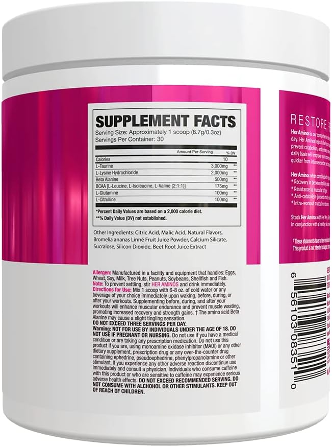 Rainbow Candy BCAA Amino Acid Blend for Endurance and Lean Muscle - NLA for Her Her Aminos - 30 Servings