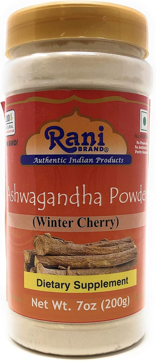 Rani Brand Ashwagandha Powder - 7oz PET Jar, Authentic Indian Product, All-Natural, Gluten-Friendly, Vegan, Non-GMO - 200g Jar