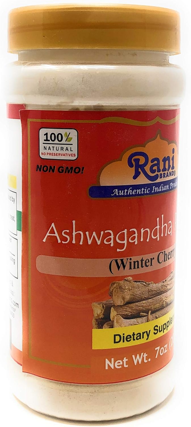 Rani Brand Ashwagandha Powder - 7oz PET Jar, Authentic Indian Product, All-Natural, Gluten-Friendly, Vegan, Non-GMO - 200g Jar