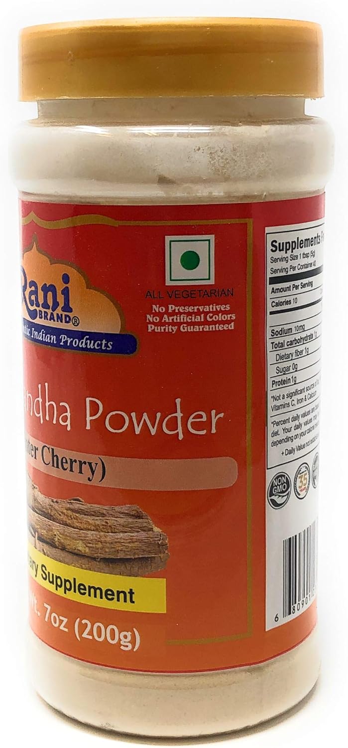 Rani Brand Ashwagandha Powder - 7oz PET Jar, Authentic Indian Product, All-Natural, Gluten-Friendly, Vegan, Non-GMO - 200g Jar