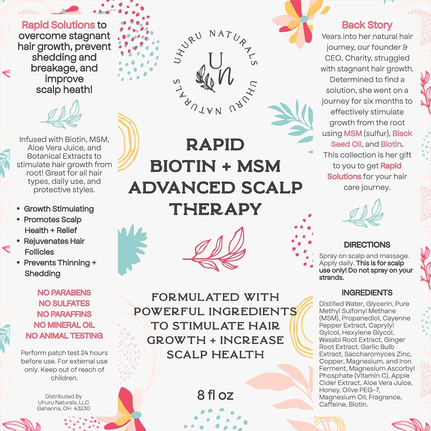Rapid Biotin and MSM Scalp Therapy by Uhuru Naturals - Advanced Formula for Hair Growth
