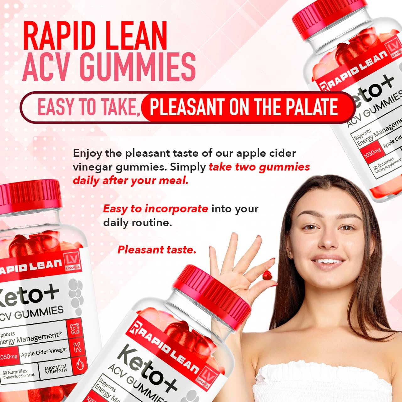 Rapid Lean Keto ACV Gummies for Weight Loss Support - 1 Month Supply